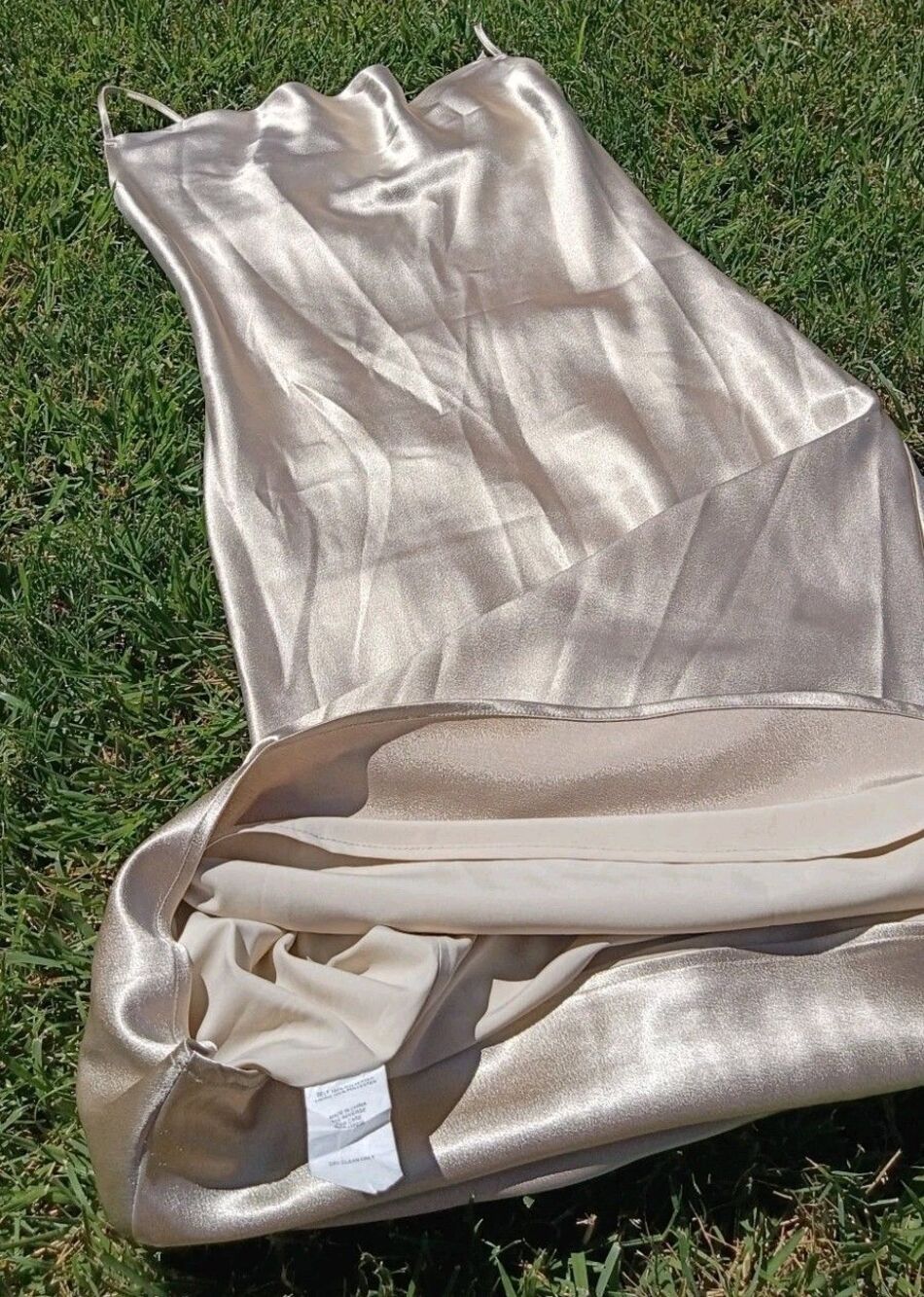 Birdy Grey Champagne Satin Midi Slip Dress Bridesmaid Adjustable Straps S - Picture 10 of 11